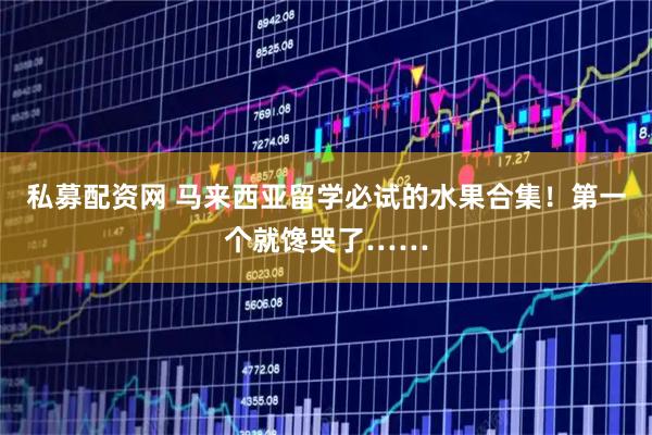 私募配资网 马来西亚留学必试的水果合集！第一个就馋哭了……